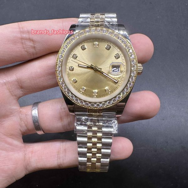boutique men's business watch 2tone gold case diamond bezel watches stainless steel size 41mm fully automatic mechanical wristwatch, Slivery;brown
boutique men's business watch 2tone gold case diamond bezel watches stainless steel size 41mm fully automatic mechanical wristwatch, Slivery;brown