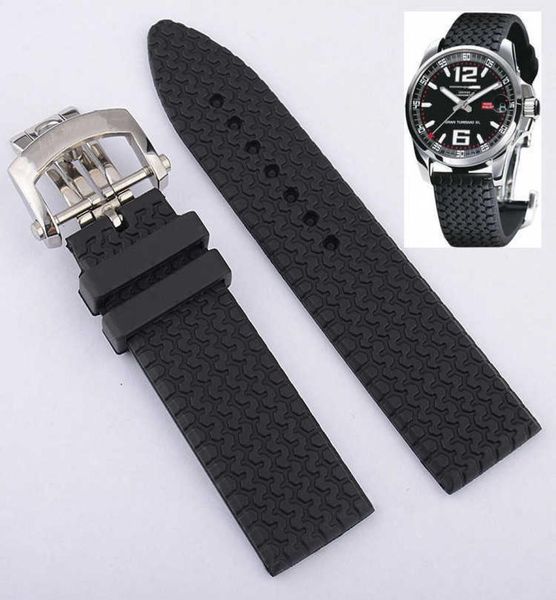 23mm rubber watchband for chopard watch strap with stainless steel butterfly buckle waterproof bracelet h09152619043, Silver
23mm rubber watchband for chopard watch strap with stainless steel butterfly buckle waterproof bracelet h09152619043, Silver