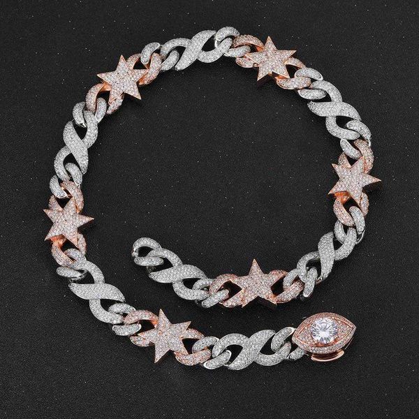 exaggerated evil eye choker link chain two-color five-pointed star 8-character cuban chain micro inlaid zircon vintage necklace, Silver
exaggerated evil eye choker link chain two-color five-pointed star 8-character cuban chain micro inlaid zircon vintage necklace, Silver