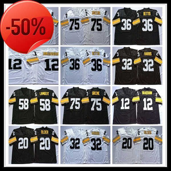 men college retro american football jerseys 12 terry bradshaw 20 rocky bleier 32 franco harris 36 jerome bettis 58 jack lambert 75 joe green, Black;red
men college retro american football jerseys 12 terry bradshaw 20 rocky bleier 32 franco harris 36 jerome bettis 58 jack lambert 75 joe green, Black;red