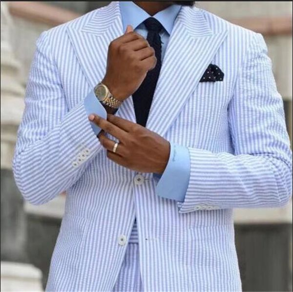 leisure seersucker men suits blue formal peak lapel wedding groom party tuxedo coat+pants, Black;gray
leisure seersucker men suits blue formal peak lapel wedding groom party tuxedo coat+pants, Black;gray