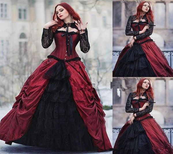 burgundy gothic victorian halloween wedding dresses 2022 vintage wine red and black sheer lace long sleeve corset wedding gown7724855, White
burgundy gothic victorian halloween wedding dresses 2022 vintage wine red and black sheer lace long sleeve corset wedding gown7724855, White