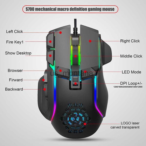 Image of Mice New USB Gaming Mouse Computer Mouse RGB Backlight Mause Gamer 10 Buttons Programming 7200dpi Ergonomic Gaming Mouse For Computer J230606