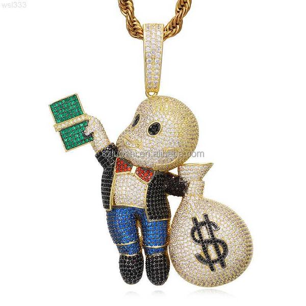 2023 miami hip hop jewelry gold plated iced out cubic zirconia cartoon large wallet pockets cuban pendant rope necklace for men, Silver
2023 miami hip hop jewelry gold plated iced out cubic zirconia cartoon large wallet pockets cuban pendant rope necklace for men, Silver