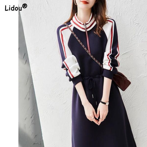 dresses half high collar midcalf patchwork zipper dresses preppy style draw string elastic waist autumn winter cotton women's clothing, Black;gray
dresses half high collar midcalf patchwork zipper dresses preppy style draw string elastic waist autumn winter cotton women's clothing, Black;gray