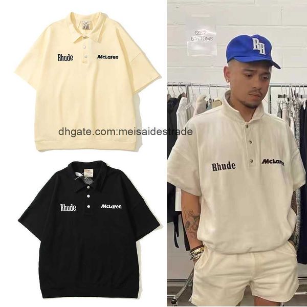 designer t shirt rhudes fashion letter embroidery couple men and women's same polo shirt casual loose short sleeve polo pullover, White;black
designer t shirt rhudes fashion letter embroidery couple men and women's same polo shirt casual loose short sleeve polo pullover, White;black