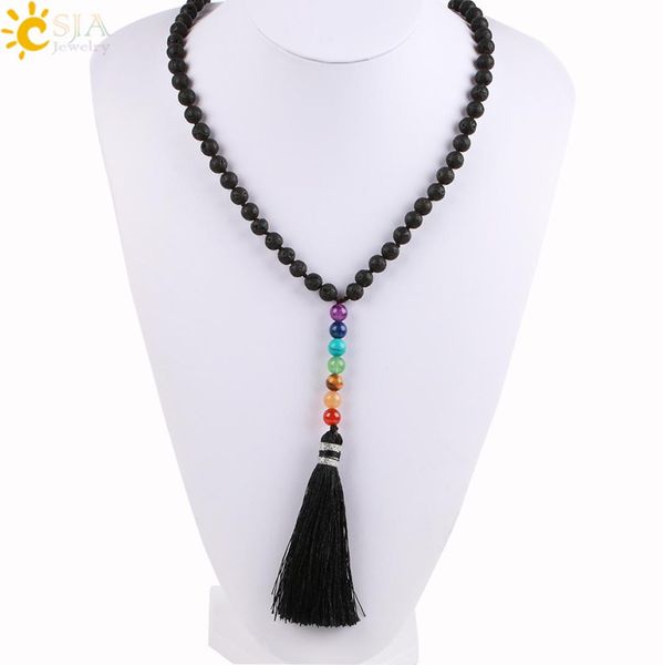 csja natural black lava rock volcanic stone beads long necklace 7 chakra tassel pendants mala prayer women men diy meditation jewe7550173, Silver
csja natural black lava rock volcanic stone beads long necklace 7 chakra tassel pendants mala prayer women men diy meditation jewe7550173, Silver