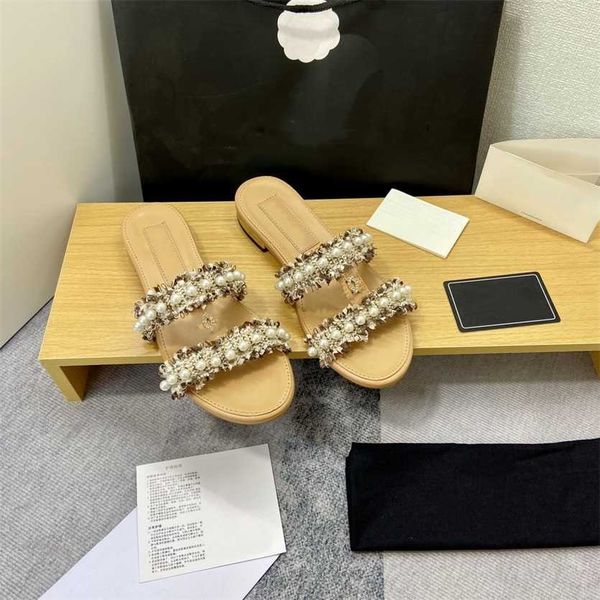 2023 interlocking c crystal buckle slippers women ladies tweed tassels slides pearl chains embellished strap flat mules logo sandal chan c w, Black
2023 interlocking c crystal buckle slippers women ladies tweed tassels slides pearl chains embellished strap flat mules logo sandal chan c w, Black