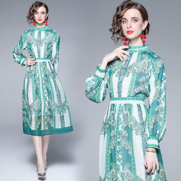 2023 spring dress women temperament new item vintage print high waist waisted elegant high-end long dress women wholesale e537, Black;gray
2023 spring dress women temperament new item vintage print high waist waisted elegant high-end long dress women wholesale e537, Black;gray