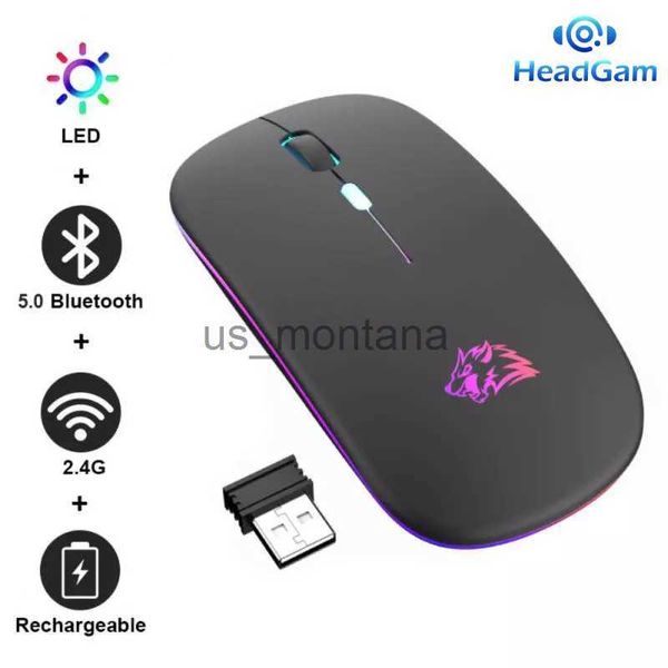 Image of Mice X15 Bluetooth WiFi Wireless Mouse Rechargeable Luminous USB Silent Gaming Mouse For PC Gamer Tablet Laptop J230606