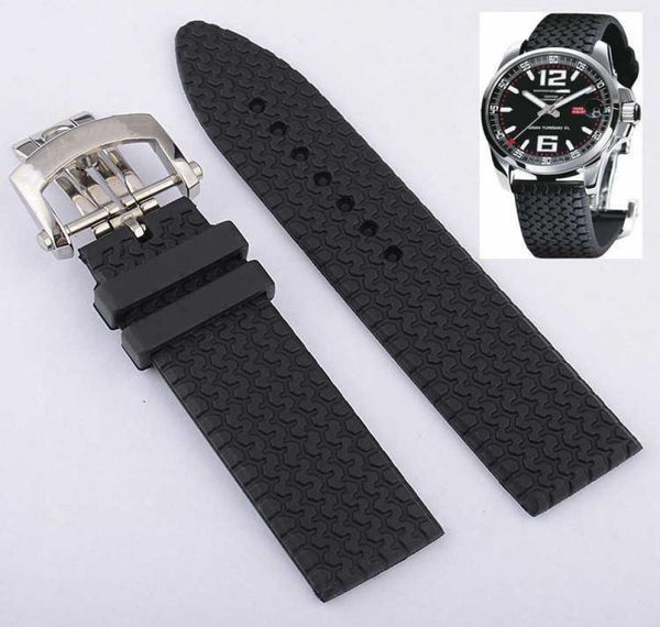 23mm rubber watchband for chopard watch strap with stainless steel butterfly buckle waterproof bracelet h09152753269, Silver
23mm rubber watchband for chopard watch strap with stainless steel butterfly buckle waterproof bracelet h09152753269, Silver