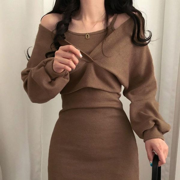 dresses solid knitted mini dress women two piece set skinny dresses and long sleeve knitted cardigan haruku dress vestidos, Black;gray
dresses solid knitted mini dress women two piece set skinny dresses and long sleeve knitted cardigan haruku dress vestidos, Black;gray