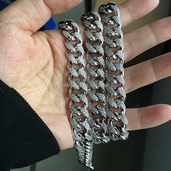 hip hop men iced out cuban link chain necklace, Silver
hip hop men iced out cuban link chain necklace, Silver