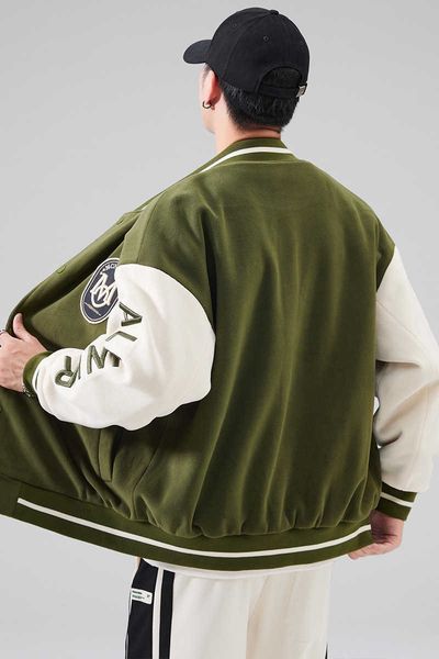 winter trendy brand ollie velvet jacket for men's winter wear plush and thick versatile handsome black green safety 3i7c, White;black
winter trendy brand ollie velvet jacket for men's winter wear plush and thick versatile handsome black green safety 3i7c, White;black