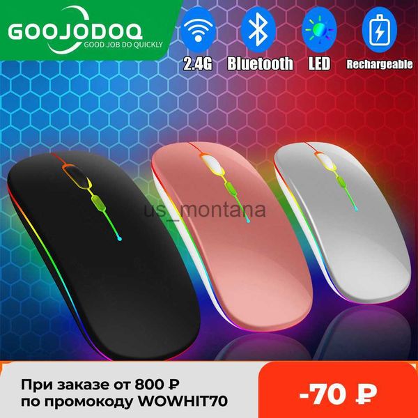 Image of Mice Wireless Mouse Bluetooth Rechargeable Mouse Ultrathin Silent LED Colorful Backlit Gaming Mouse For iPad Computer Laptop PC J230606