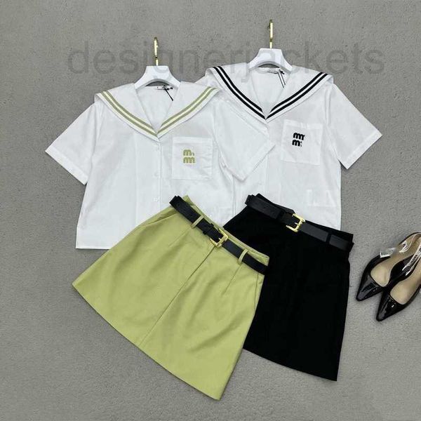 two piece dress designer 2023 summer new women's navy style short sleeve letter shirt a-line half skirt set h908, White
two piece dress designer 2023 summer new women's navy style short sleeve letter shirt a-line half skirt set h908, White