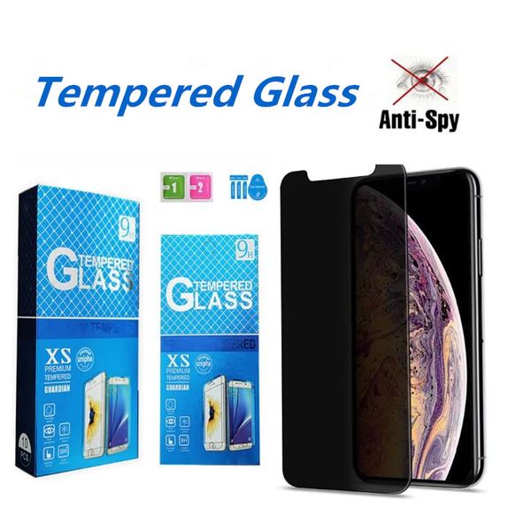 Image of Anti-Spy Privacy Tempered Glass Screen Protector for iphone 15 14 13 12 11 pro max mini X XS XR 7 8 plus with retail package