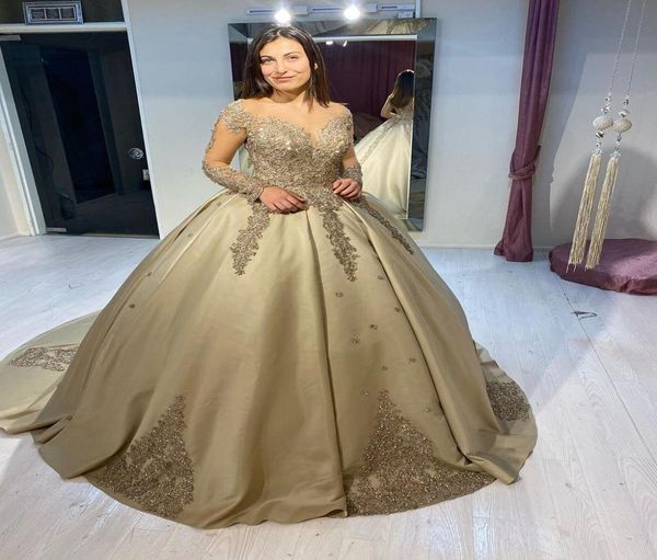 arabic aso ebi gold lace beaded wedding dresses sheer neck bridal dresses long sleeves satin plus size wedding gowns9805603, White
arabic aso ebi gold lace beaded wedding dresses sheer neck bridal dresses long sleeves satin plus size wedding gowns9805603, White