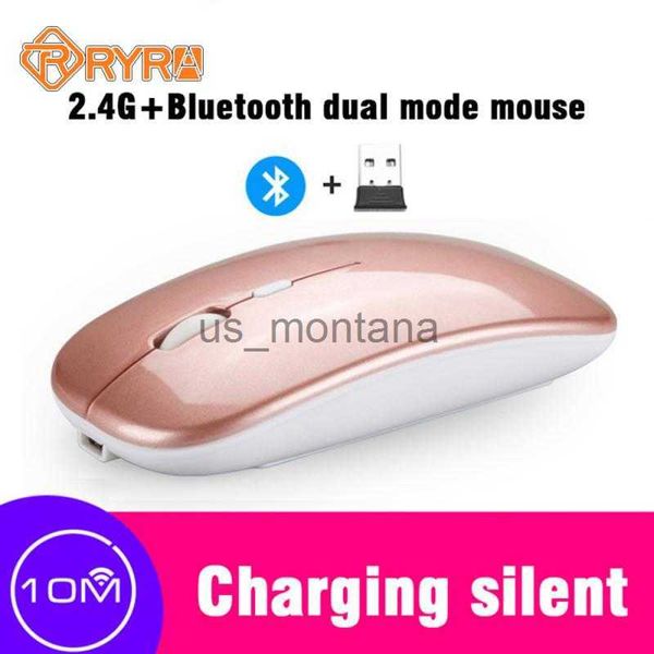 Image of Mice RYRA 24G Bluetooth Wireless Mouse Silent Rechargeable Mouse PC Wireless Mouse Charging Luminous USB Portable Mouse J230606