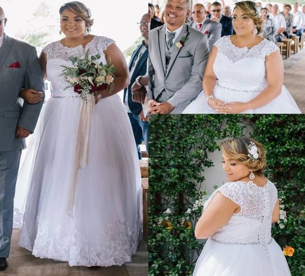 plus size lace crew neck wedding dresses with beaded sash a line tulle bridal gowns applique lace up back formal wedding dress cou8993651, White
plus size lace crew neck wedding dresses with beaded sash a line tulle bridal gowns applique lace up back formal wedding dress cou8993651, White