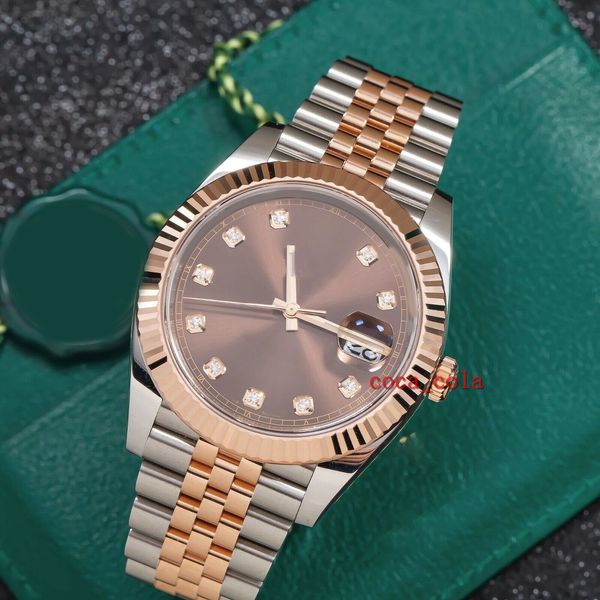 new 126331 41mm chocolate diamond dial with two tone jubilee watch t movement 904l automatic mens bracelet waterproof men's watches, Slivery;golden
new 126331 41mm chocolate diamond dial with two tone jubilee watch t movement 904l automatic mens bracelet waterproof men's watches, Slivery;golden