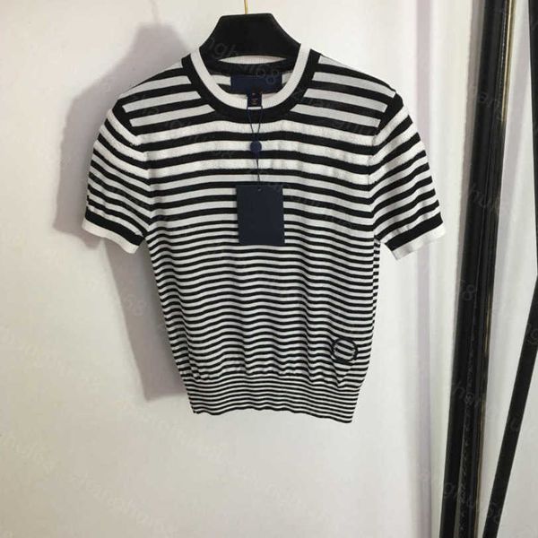 23ss womens knits womens designer clothing contrasting striped short-sleeved sweater womens clothes a1, White
23ss womens knits womens designer clothing contrasting striped short-sleeved sweater womens clothes a1, White
