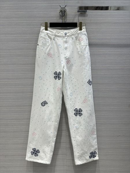 Designer Jeans Womens Long Pants High Grade Trousers Pocket Embroidery Letter High Waist Slim Straight Jean For Women C1, White
Designer Jeans Womens Long Pants High Grade Trousers Pocket Embroidery Letter High Waist Slim Straight Jean For Women C1, White