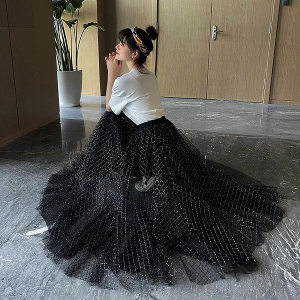 dresses 2022 spring bright silk sparkling tulle skirt women elastic high waist mesh plaid skirts long tutu skirt female jupe longue, White;black
dresses 2022 spring bright silk sparkling tulle skirt women elastic high waist mesh plaid skirts long tutu skirt female jupe longue, White;black