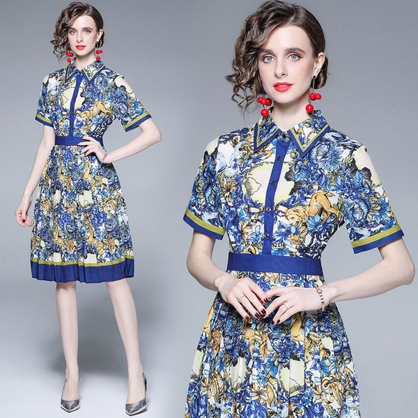 2023 vintage floral print short sleeve dress with belt, pleated mid-length skirt, summer fashion for casual occasions in blue, sizes s-xxl, Black;gray
2023 vintage floral print short sleeve dress with belt, pleated mid-length skirt, summer fashion for casual occasions in blue, sizes s-xxl, Black;gray