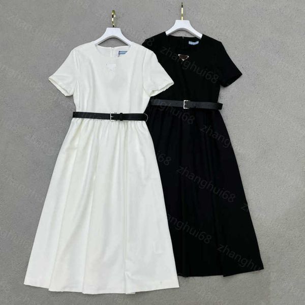 23ss womens designer clothing summer dresses women dress the chest triangle is embellished with a belted crew neck short-sleeved dress women, Black;gray
23ss womens designer clothing summer dresses women dress the chest triangle is embellished with a belted crew neck short-sleeved dress women, Black;gray