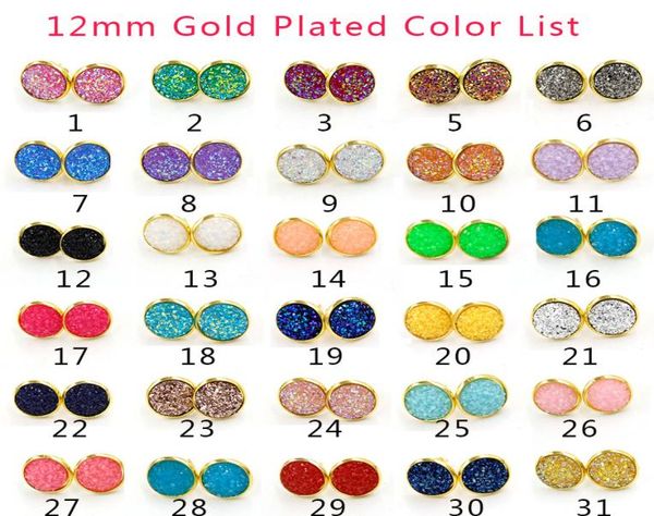 30 color luxury druzy stud earrings bling round heart shape resin stone dangle gold silver earrings for women ladies fashion jew3189253, Golden;silver
30 color luxury druzy stud earrings bling round heart shape resin stone dangle gold silver earrings for women ladies fashion jew3189253, Golden;silver
