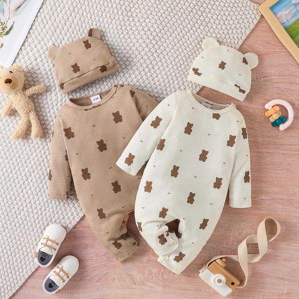 jumpsuits 2 baby girls allow bear print long sleeve waffle jumpsuit and hat set g220606, Blue
jumpsuits 2 baby girls allow bear print long sleeve waffle jumpsuit and hat set g220606, Blue