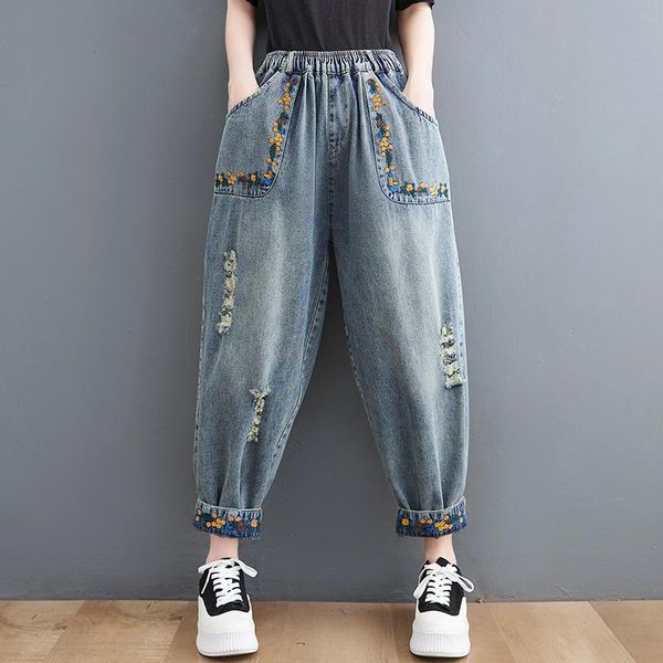 jeans #2212 spring harem vintage jeans femme anklelength loose pockets holes ripped denim boyfriend jeans for women embroidery floral, Blue
jeans #2212 spring harem vintage jeans femme anklelength loose pockets holes ripped denim boyfriend jeans for women embroidery floral, Blue