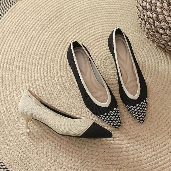 2023 new high heels women shoes spring and autumn pointed thin heels knitted fashionable breathable non-slip professional shoes, Black
2023 new high heels women shoes spring and autumn pointed thin heels knitted fashionable breathable non-slip professional shoes, Black