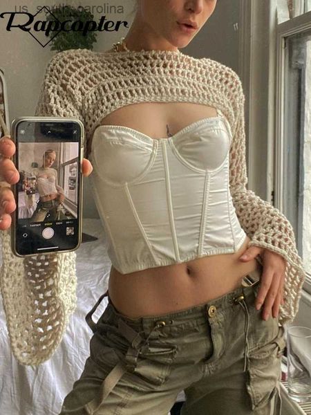rapcopter y2k knitted crop hollow out loose o neck long sleeve smock women retro streetwear fashion tee chic knitwear l230522, White
rapcopter y2k knitted crop hollow out loose o neck long sleeve smock women retro streetwear fashion tee chic knitwear l230522, White