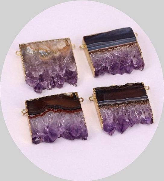 amethyst slice double bail pendant with gold electroplated amethyst druzy quartz stone pendant connector charm amethyst jewelry p6595709, Silver
amethyst slice double bail pendant with gold electroplated amethyst druzy quartz stone pendant connector charm amethyst jewelry p6595709, Silver