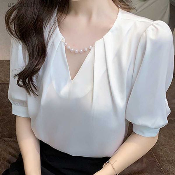 blouses femme short sleeve blouse women blusas mujer de moda verano beading v-neck chiffon white blouse shirt e800 l230522
blouses femme short sleeve blouse women blusas mujer de moda verano beading v-neck chiffon white blouse shirt e800 l230522