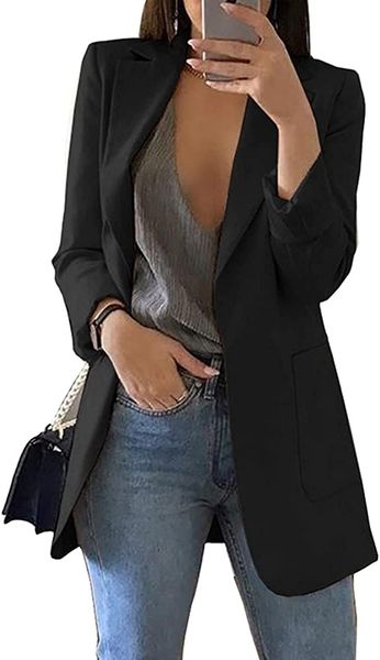 womens casual blazers open front long sleeve lapel collar work office jacket, White;black
womens casual blazers open front long sleeve lapel collar work office jacket, White;black