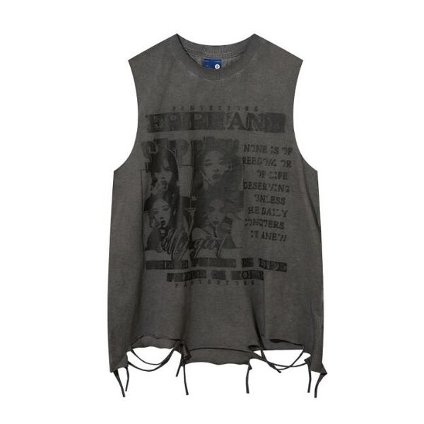hip hop washable sleeveless t shirt men's oversized casual tank print tees, White;black
hip hop washable sleeveless t shirt men's oversized casual tank print tees, White;black
