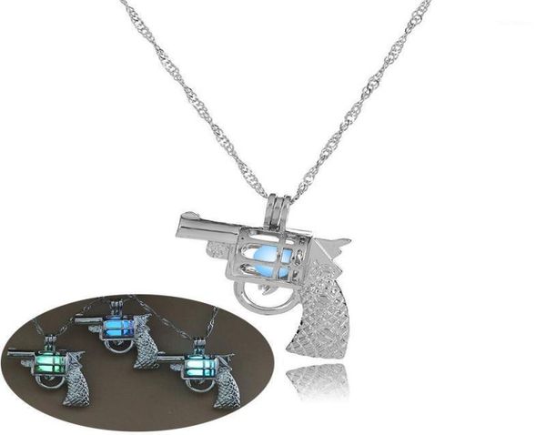 glowing gun necklace glow in the dark cowgirl gypsy pistol pendant necklace for men or women16406433, Silver