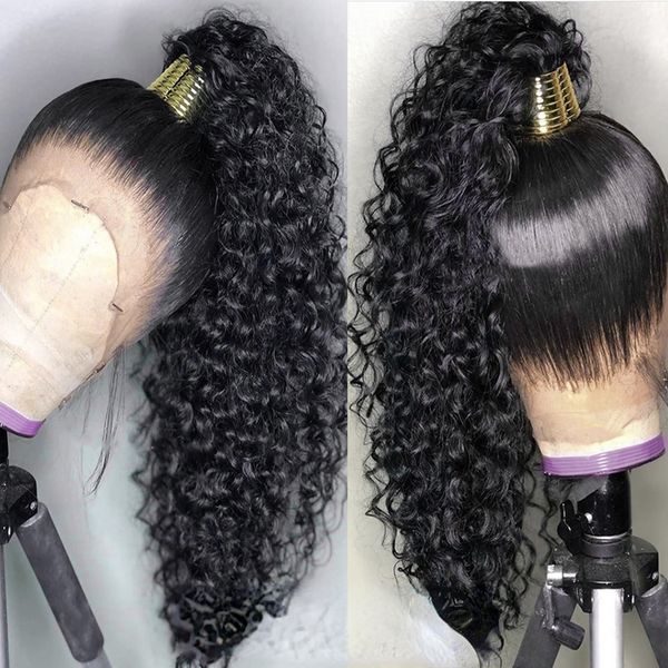 Curly Brazilian Lace Front Wig 13X4 Lace Frontal Wigs For Women Pre Plucked Baby Hair Glueless 360 Full Lace Synthetic Closure Wig al s, Black
Curly Brazilian Lace Front Wig 13X4 Lace Frontal Wigs For Women Pre Plucked Baby Hair Glueless 360 Full Lace Synthetic Closure Wig al s, Black