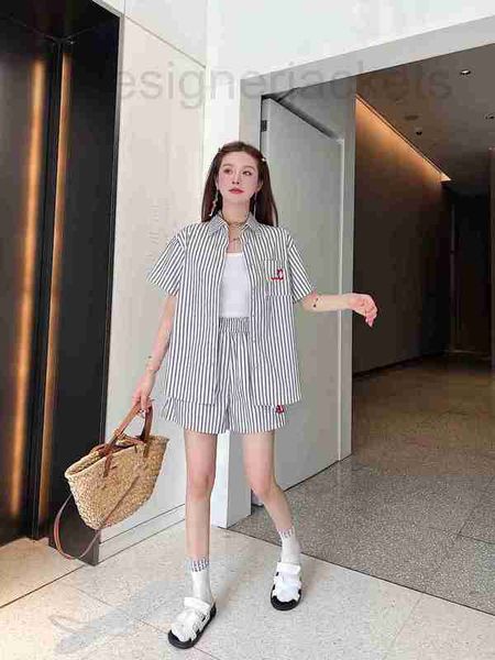 women's tracksuits designer summer new embroidery decoration shirt stripe shorts set short sleeve two piece temperament oozf, Gray
women's tracksuits designer summer new embroidery decoration shirt stripe shorts set short sleeve two piece temperament oozf, Gray