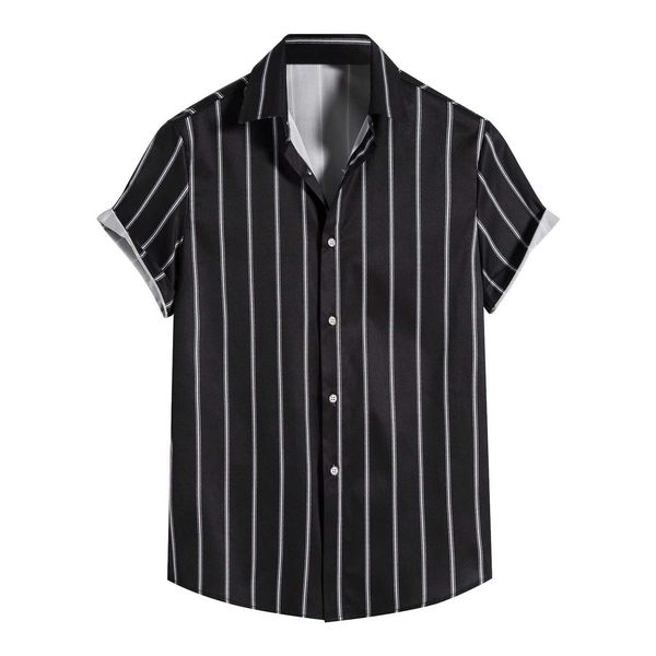 black summer white striped printing hawaiian shirt men short sleeve lapel casual brand shirts chic men's shirt snep, White;black
black summer white striped printing hawaiian shirt men short sleeve lapel casual brand shirts chic men's shirt snep, White;black
