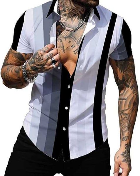 sleeve men's short party button down shirts casual business striped printed shirts aib, White;black
sleeve men's short party button down shirts casual business striped printed shirts aib, White;black