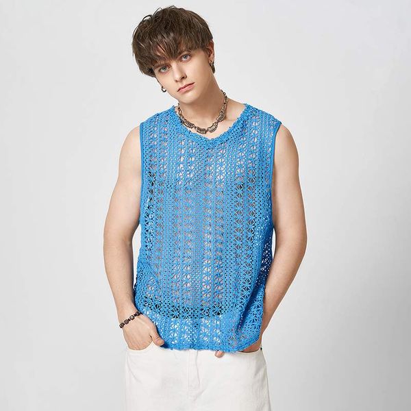 men tank solid hollow out transparent v neck sleeveless 2023 casual vests men summer breathable vacation, White;black
men tank solid hollow out transparent v neck sleeveless 2023 casual vests men summer breathable vacation, White;black