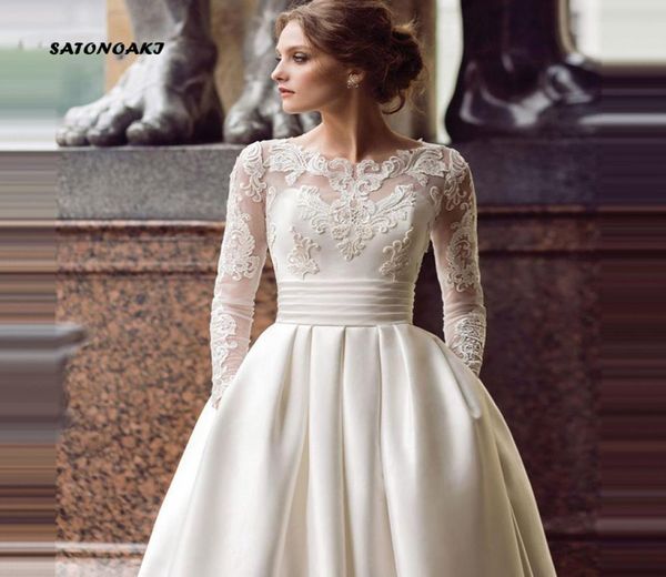 modest long sleeve wedding dress 2020 scoop satin appliqued aline bridal gown with pockets vestidos de novia4690367, White
modest long sleeve wedding dress 2020 scoop satin appliqued aline bridal gown with pockets vestidos de novia4690367, White