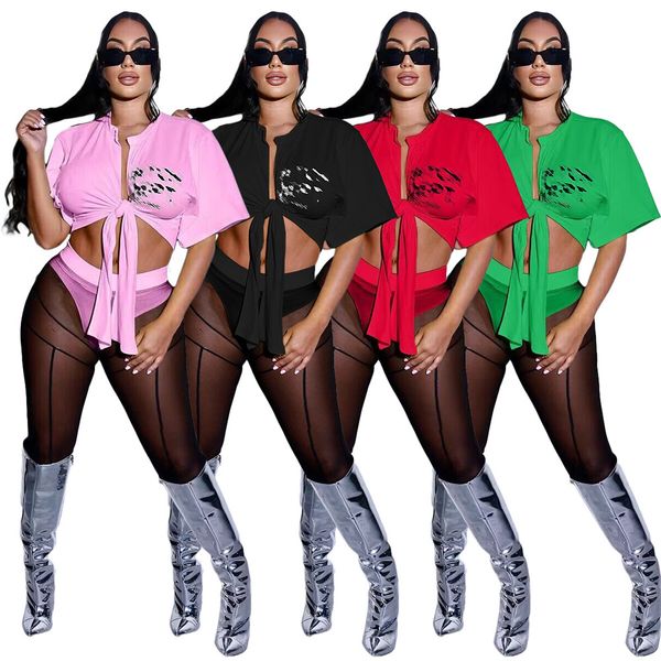 2023 designer brand women tracksuits summer 2 piece women outfits letters pritning crop knot shirt shorts casual sports suits wholesale bulk, Gray
2023 designer brand women tracksuits summer 2 piece women outfits letters pritning crop knot shirt shorts casual sports suits wholesale bulk, Gray