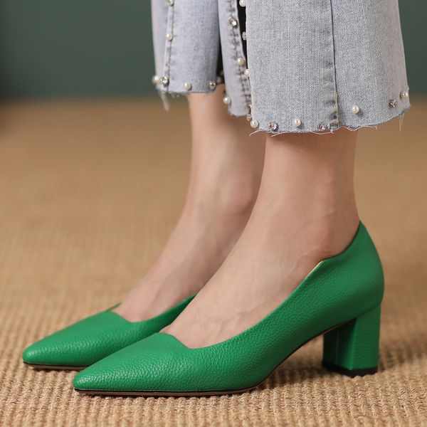 point low heels pumps women shoes elegant genuine leather nude white green heeled ladies office dress pumps shoes 2023 spring, Black
point low heels pumps women shoes elegant genuine leather nude white green heeled ladies office dress pumps shoes 2023 spring, Black