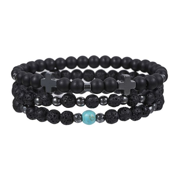 6mm natural lava stone handmade cross beaded strands charm bracelets party club elastic sports jewelry for men, Black
6mm natural lava stone handmade cross beaded strands charm bracelets party club elastic sports jewelry for men, Black