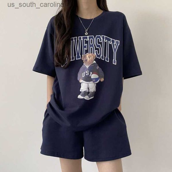 summer cotton bear print short sets women 2023 new casual loose two pieces short sleeve t shirt and high waist short pants suits l230522, White
summer cotton bear print short sets women 2023 new casual loose two pieces short sleeve t shirt and high waist short pants suits l230522, White